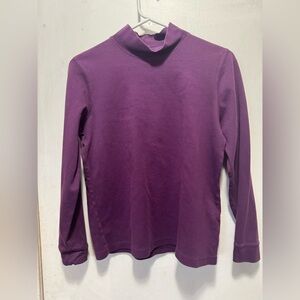 Ll bean women’s turtle neck long sleeve shirt size medium purple 100% cotton